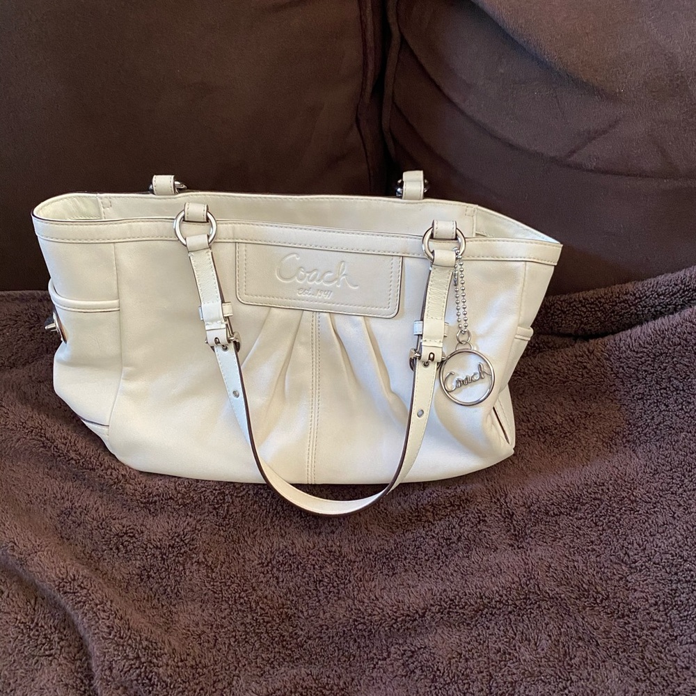 coach handbag ivory in color authentic